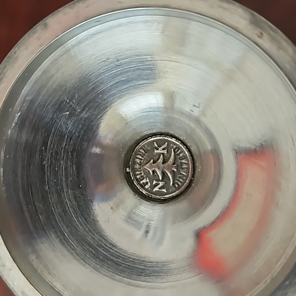 Vintage German Pewter Plate, Glasses and Candle Holder - Picture 9 of 15
